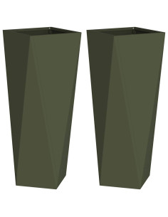 Fioriera 2 pcs Verde oliva 30 x 30 x 75 cm Acciaio 2
