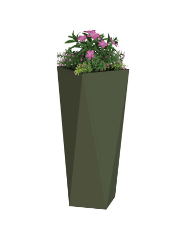Fioriera 2 pcs Verde oliva 30 x 30 x 75 cm Acciaio