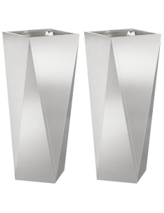Fioriera 2 pcs Argento 30 x 30 x 75 cm Acciaio inossidabile 2