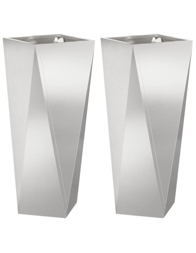 Fioriera 2 pcs Argento 30 x 30 x 75 cm Acciaio inossidabile