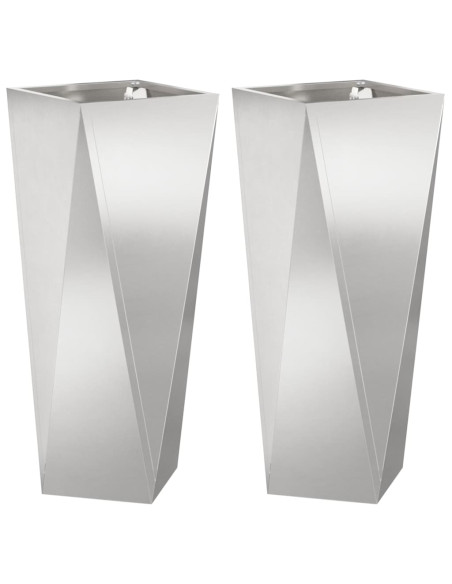 Fioriera 2 pcs Argento 30 x 30 x 75 cm Acciaio inossidabile