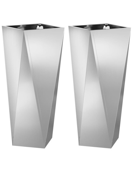 Fioriera 2 pcs Argento 30 x 30 x 75 cm Acciaio zincato