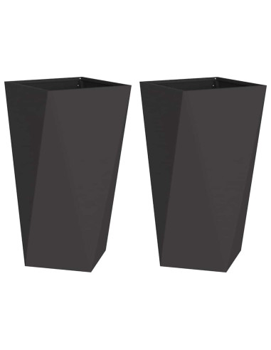 Fioriera 2 pcs Nero 40 x 40 x 75 cm Acciaio