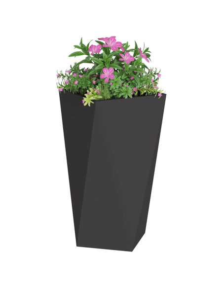 Fioriera 2 pcs Nero 40 x 40 x 75 cm Acciaio