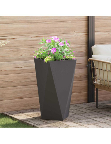 Fioriera 2 pcs Nero 40 x 40 x 75 cm Acciaio