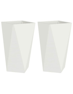 Fioriera 2 pcs Bianco 40 x 40 x 75 cm Acciaio 2