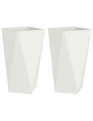 Fioriera 2 pcs Bianco 40 x 40 x 75 cm Acciaio