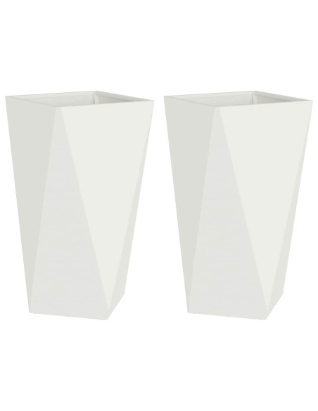 Fioriera 2 pcs Bianco 40 x 40 x 75 cm Acciaio