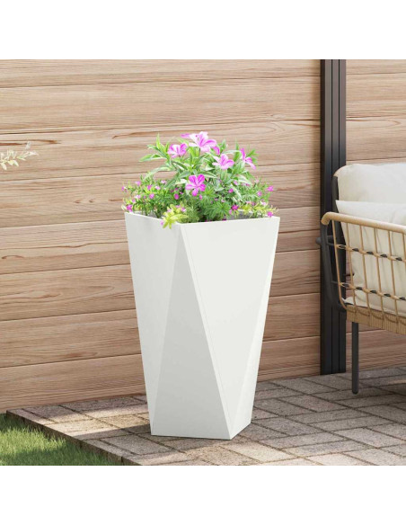 Fioriera 2 pcs Bianco 40 x 40 x 75 cm Acciaio