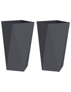 Fioriera 2 pcs Antracite 40 x 40 x 75 cm Acciaio 2