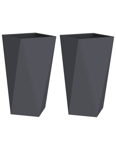 Fioriera 2 pcs Antracite 40 x 40 x 75 cm Acciaio