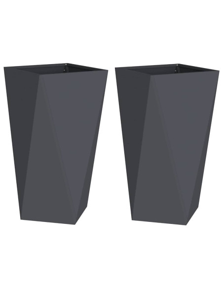 Fioriera 2 pcs Antracite 40 x 40 x 75 cm Acciaio