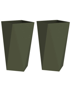 Fioriera 2 pcs Verde oliva 40 x 40 x 75 cm Acciaio 2