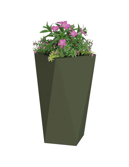 Fioriera 2 pcs Verde oliva 40 x 40 x 75 cm Acciaio