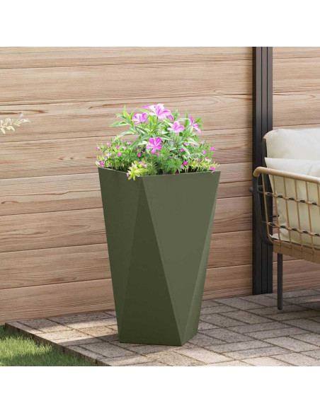 Fioriera 2 pcs Verde oliva 40 x 40 x 75 cm Acciaio