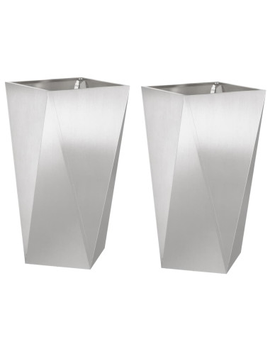 Fioriera 2 pcs Argento 40 x 40 x 75 cm Acciaio inossidabile