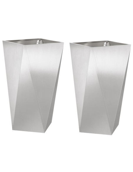 Fioriera 2 pcs Argento 40 x 40 x 75 cm Acciaio inossidabile