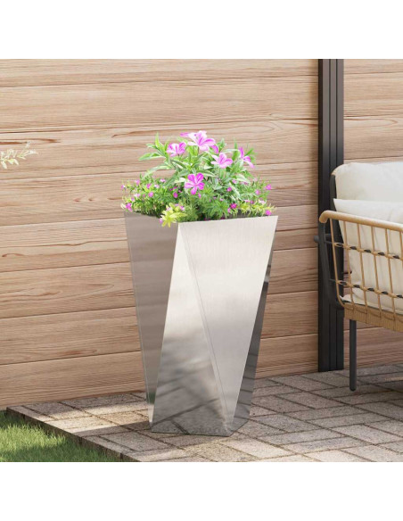 Fioriera 2 pcs Argento 40 x 40 x 75 cm Acciaio inossidabile