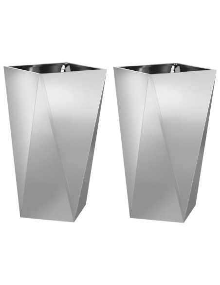 Fioriera 2 pcs Argento 40 x 40 x 75 cm Acciaio zincato