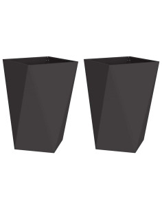 Fioriera 2 pcs Nero 50 x 50 x 75 cm Acciaio 2