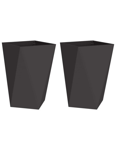 Fioriera 2 pcs Nero 50 x 50 x 75 cm Acciaio
