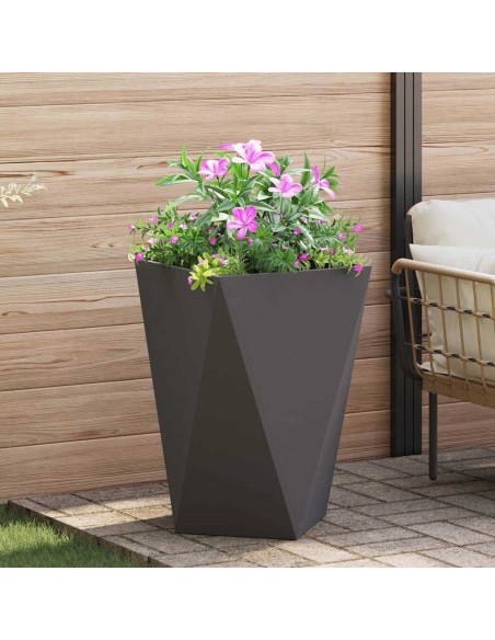 Fioriera 2 pcs Nero 50 x 50 x 75 cm Acciaio