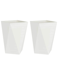 Fioriera 2 pcs Bianco 50 x 50 x 75 cm Acciaio 2