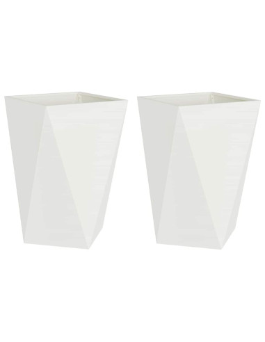 Fioriera 2 pcs Bianco 50 x 50 x 75 cm Acciaio