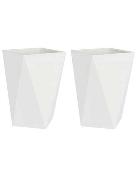 Fioriera 2 pcs Bianco 50 x 50 x 75 cm Acciaio