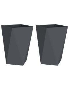 Fioriera 2 pcs Antracite 50 x 50 x 75 cm Acciaio 2