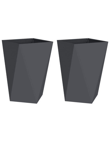 Fioriera 2 pcs Antracite 50 x 50 x 75 cm Acciaio