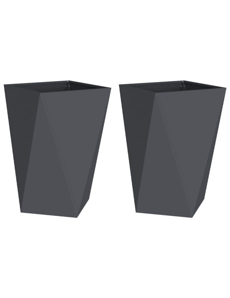Fioriera 2 pcs Antracite 50 x 50 x 75 cm Acciaio