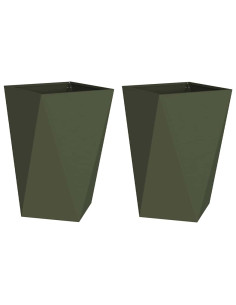 Fioriera 2 pcs Verde oliva 50 x 50 x 75 cm Acciaio 2