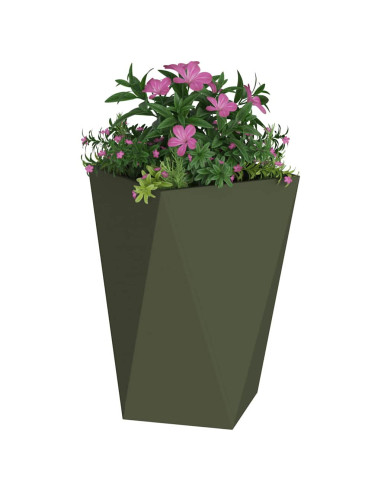 Fioriera 2 pcs Verde oliva 50 x 50 x 75 cm Acciaio