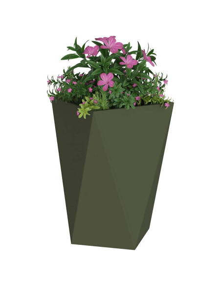 Fioriera 2 pcs Verde oliva 50 x 50 x 75 cm Acciaio