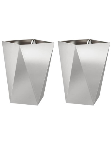 Fioriera 2 pcs Argento 50 x 50 x 75 cm Acciaio inossidabile