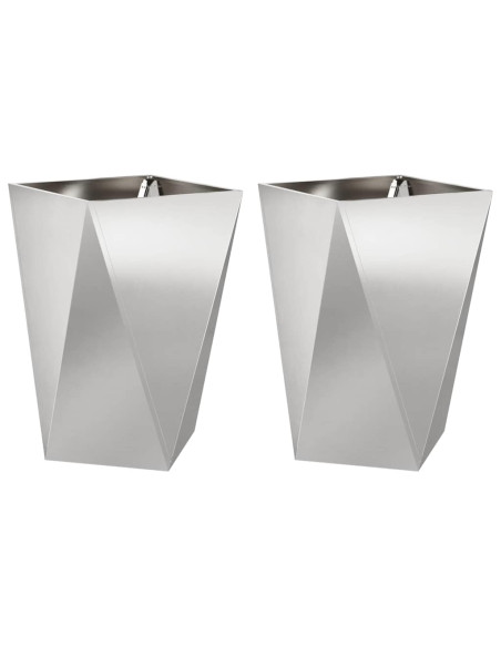 Fioriera 2 pcs Argento 50 x 50 x 75 cm Acciaio inossidabile