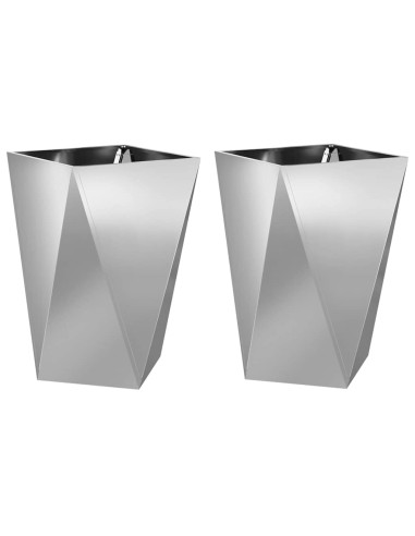 Fioriera 2 pcs Argento 50 x 50 x 75 cm Acciaio zincato