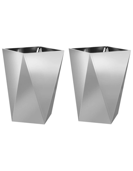 Fioriera 2 pcs Argento 50 x 50 x 75 cm Acciaio zincato
