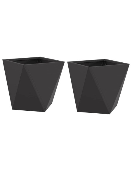 Fioriera 2 pcs Nero 30 x 30 x 30 cm Acciaio