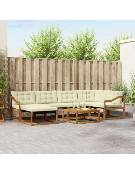 Set di divani 19 pcs Naturale e Crema Legno di Acacia Massello