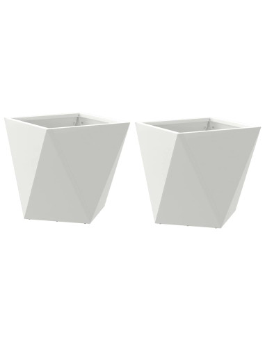 Fioriera 2 pcs Bianco 30 x 30 x 30 cm Acciaio