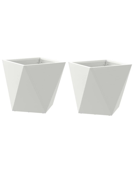 Fioriera 2 pcs Bianco 30 x 30 x 30 cm Acciaio