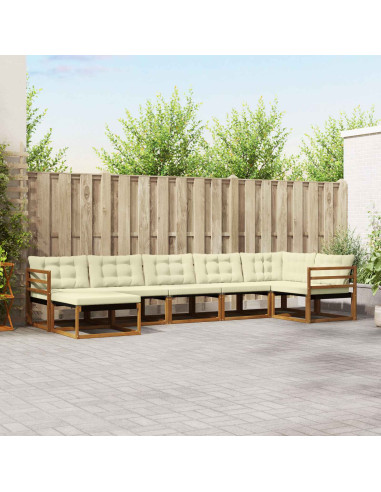 Set di divani 21 pcs Naturale e Crema Legno di Acacia Massello