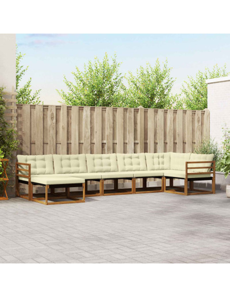 Set di divani 21 pcs Naturale e Crema Legno di Acacia Massello