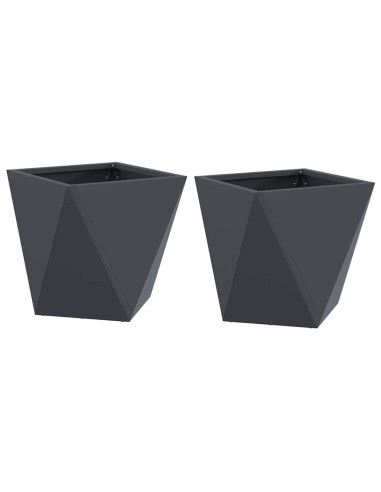 Fioriera 2 pcs Antracite 30 x 30 x 30 cm Acciaio