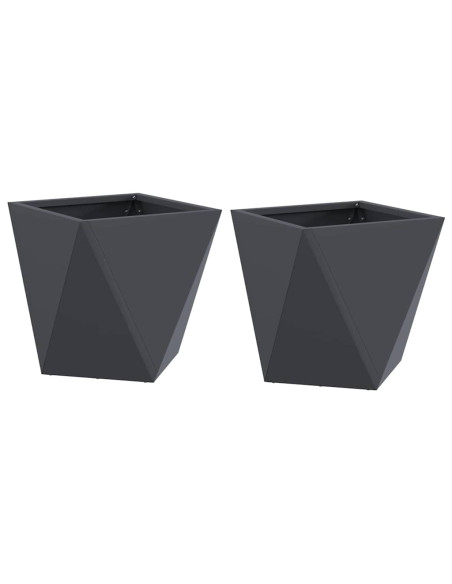 Fioriera 2 pcs Antracite 30 x 30 x 30 cm Acciaio