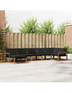 Set di divani 21 pcs Naturale e Nero Legno di Acacia Massello