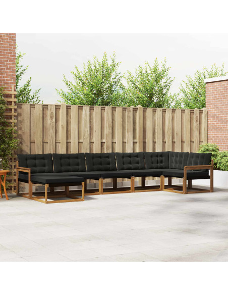 Set di divani 21 pcs Naturale e Nero Legno di Acacia Massello