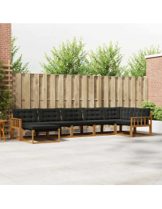 Set di divani 21 pcs Naturale e Nero Legno di Acacia Massello